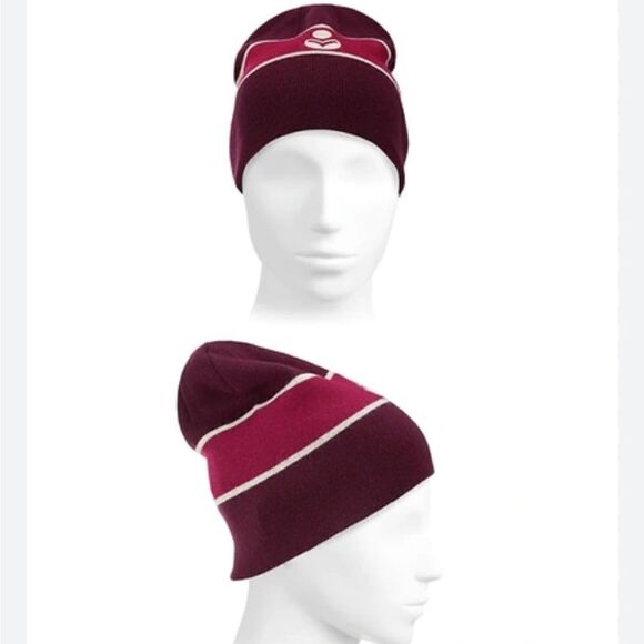 ISABEL MARANT  Camden Striped Logo Beanie - Burgundy NWT - Picture 1 of 6